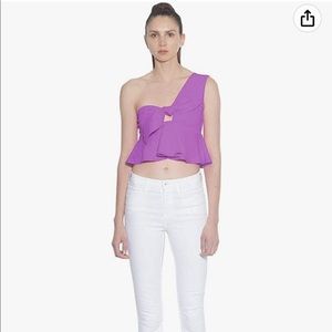 Susana Monaco Women's Cropped Tie Front Top purple size S NWT